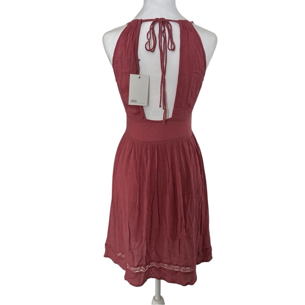 ASOS Dusty Rose Lace Trim Plunge Dress NWT Size 4 - Picture 6 of 12